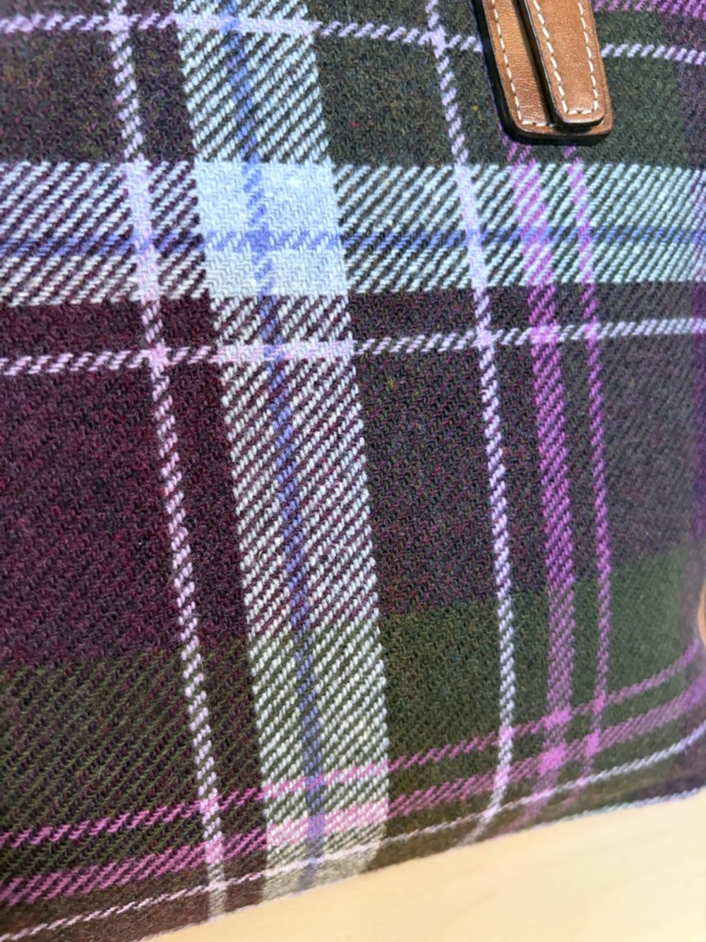Vintage COACH Hampton Purple Tartan Plaid Wool Leather 83222 EUC - Picture 7 of 17